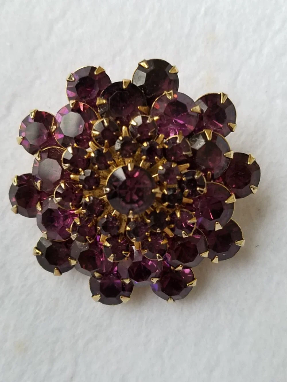 Vintage Purple Faceted Rhinestone Stacked Brooch